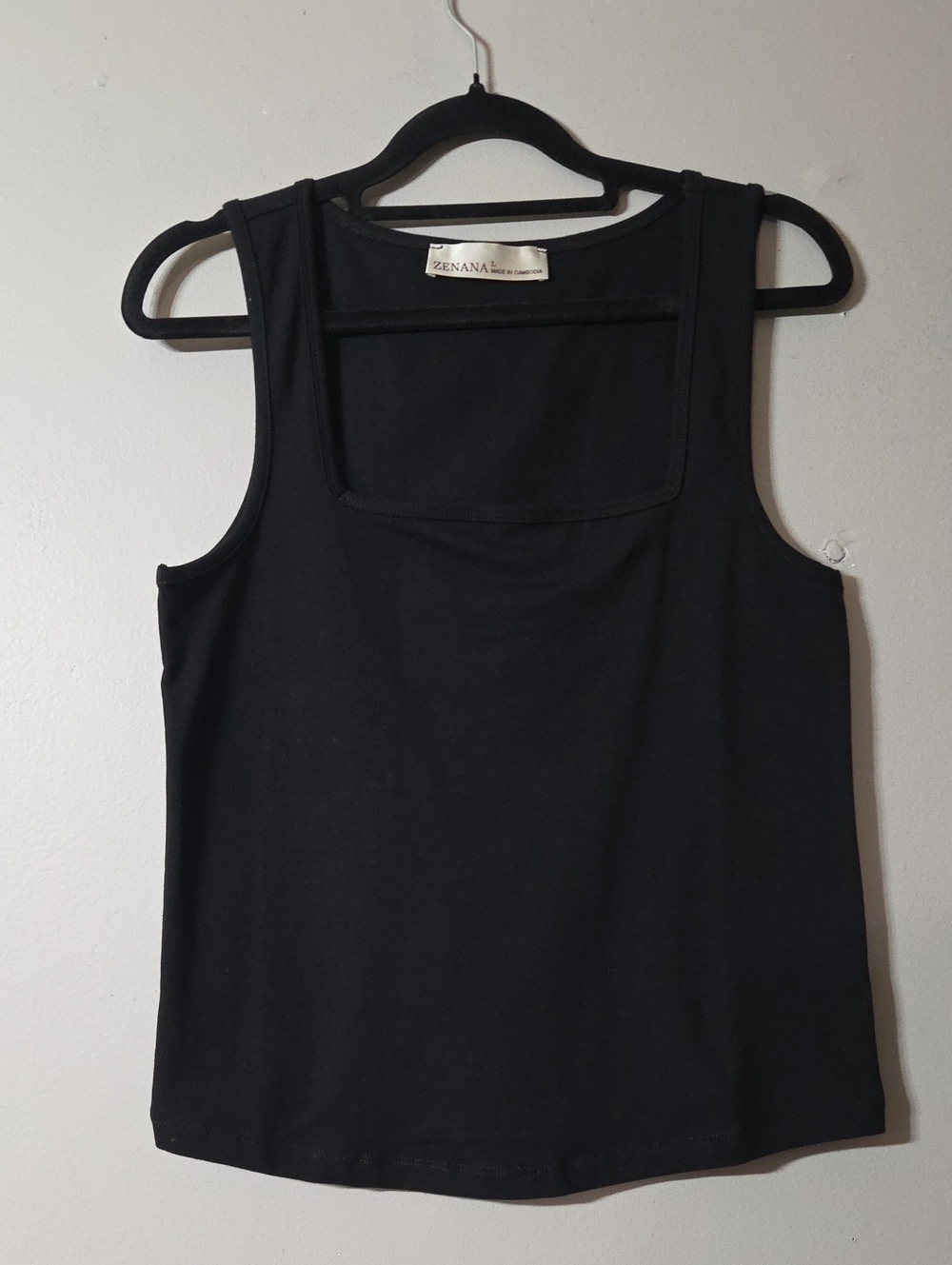 Zenana Outfitters Black Square-Neck Tank Top